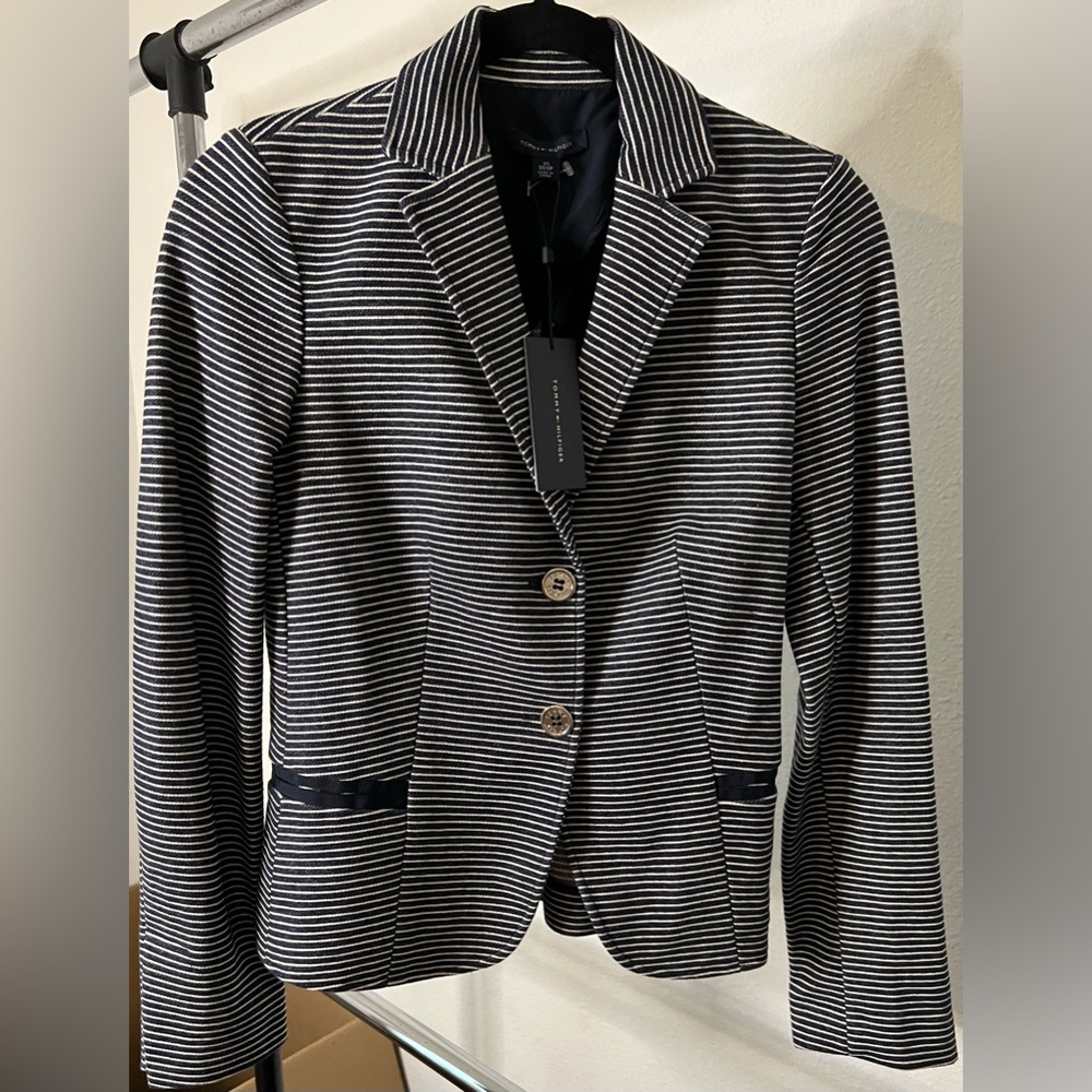 Tommy Hilfiger Navy and white striped blazer jacket